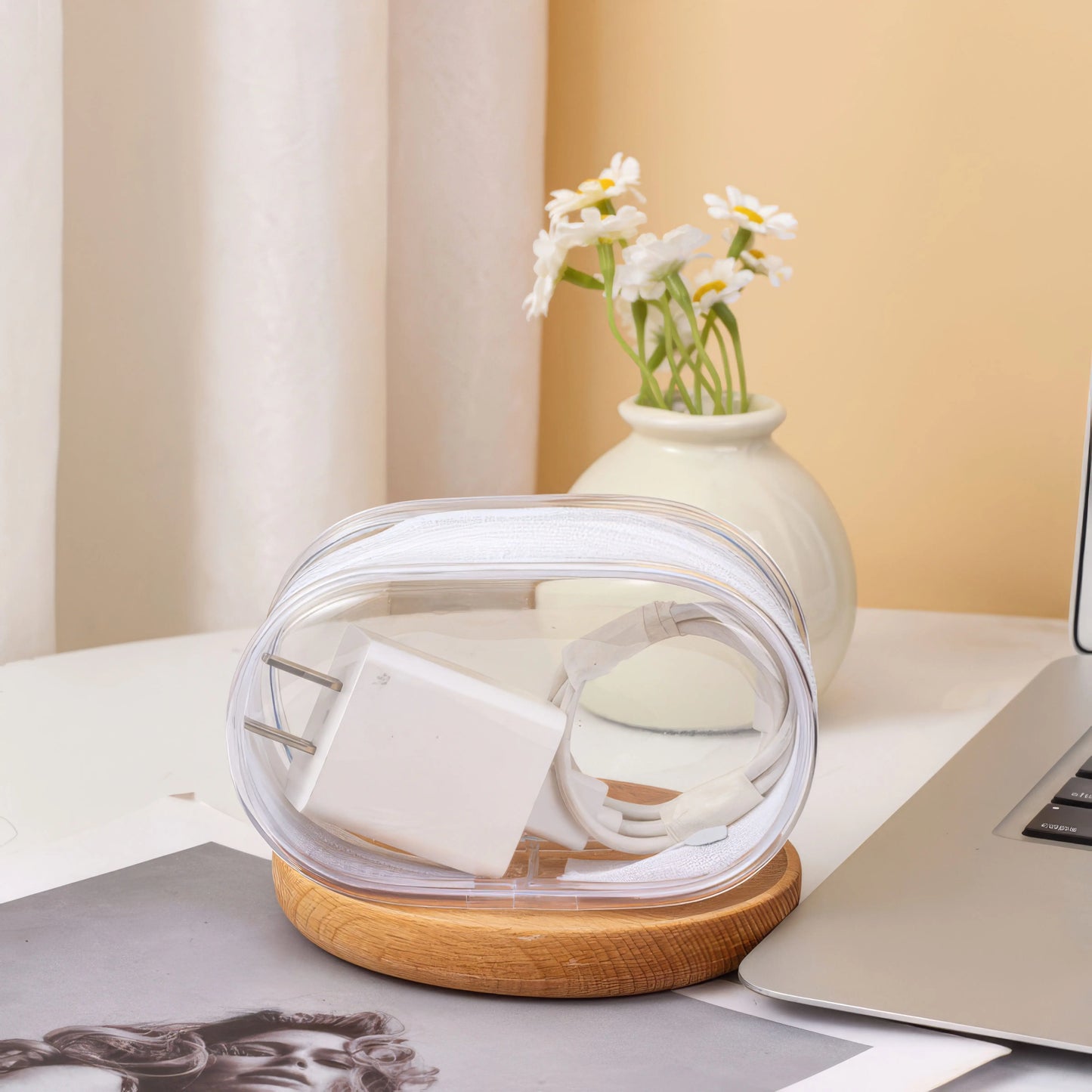 1 Travel Transparent Charger Storage Bag, Mini Portable, Used for Chargers, Headphones, Lipstick, Space Saving Travel Supplies