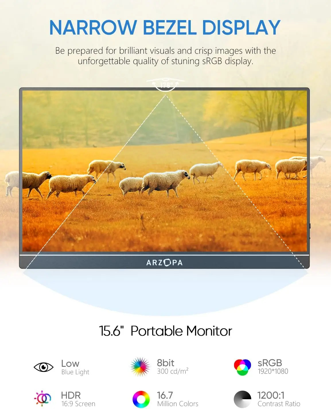 15.6'' Portable Monitor FHD 1080P IPS