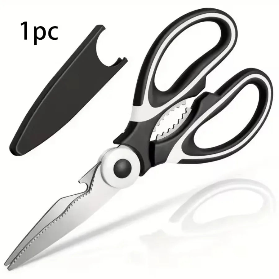 1 Piece of Multifunctional Kitchen Scissors Black, Sharp Blade, Suitable for Cutting Chicken, Duck or Fish Meat, Kitchen Tool