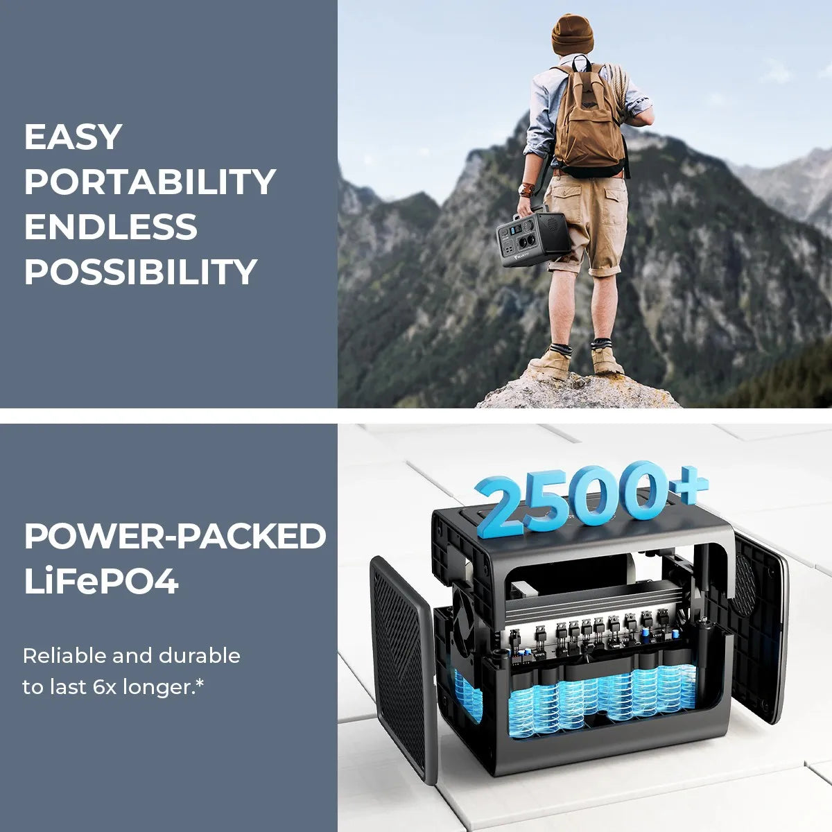 700W 537Wh Portable Power Station LiFePO4 Battery
