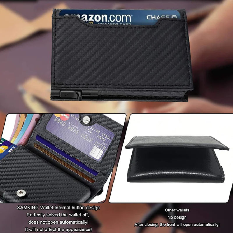 Leather Business Metal Aluminum Wallet