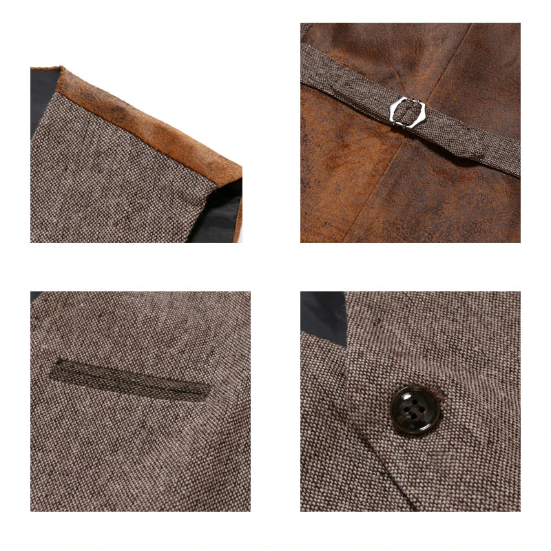 Men Sleeveless Vest Retro Waistcoat Jackets