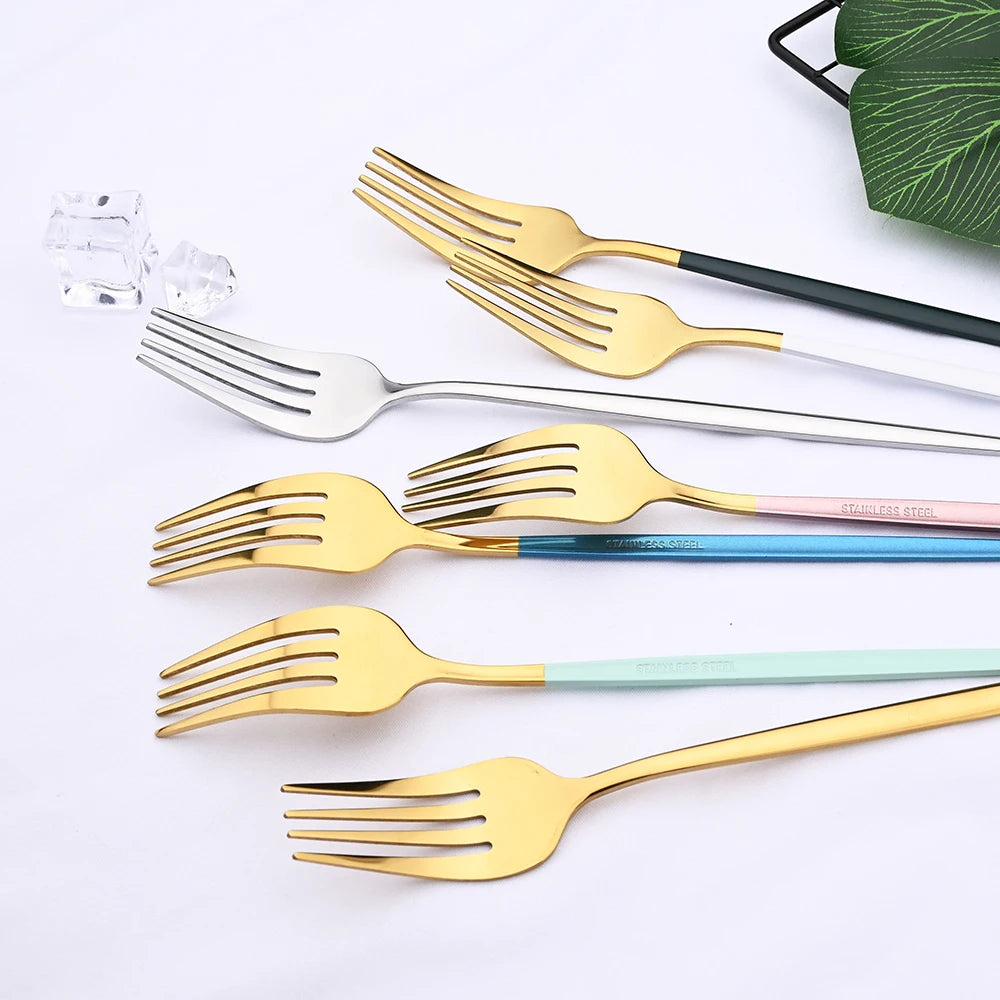 36Pcs White Gold Dinnerware Cutlery Silverware Set