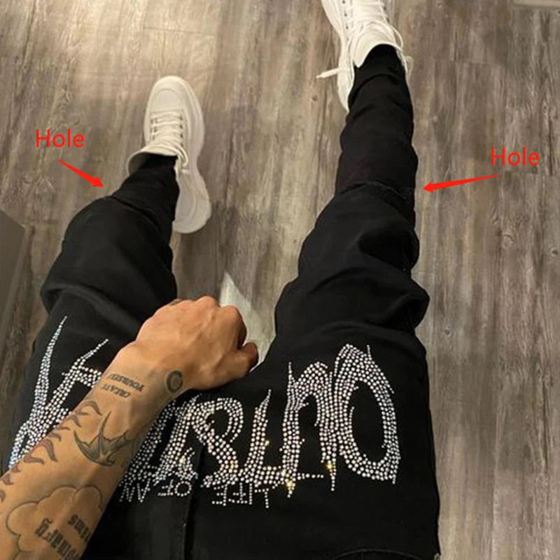 Men Trend Black Ripped Jeans