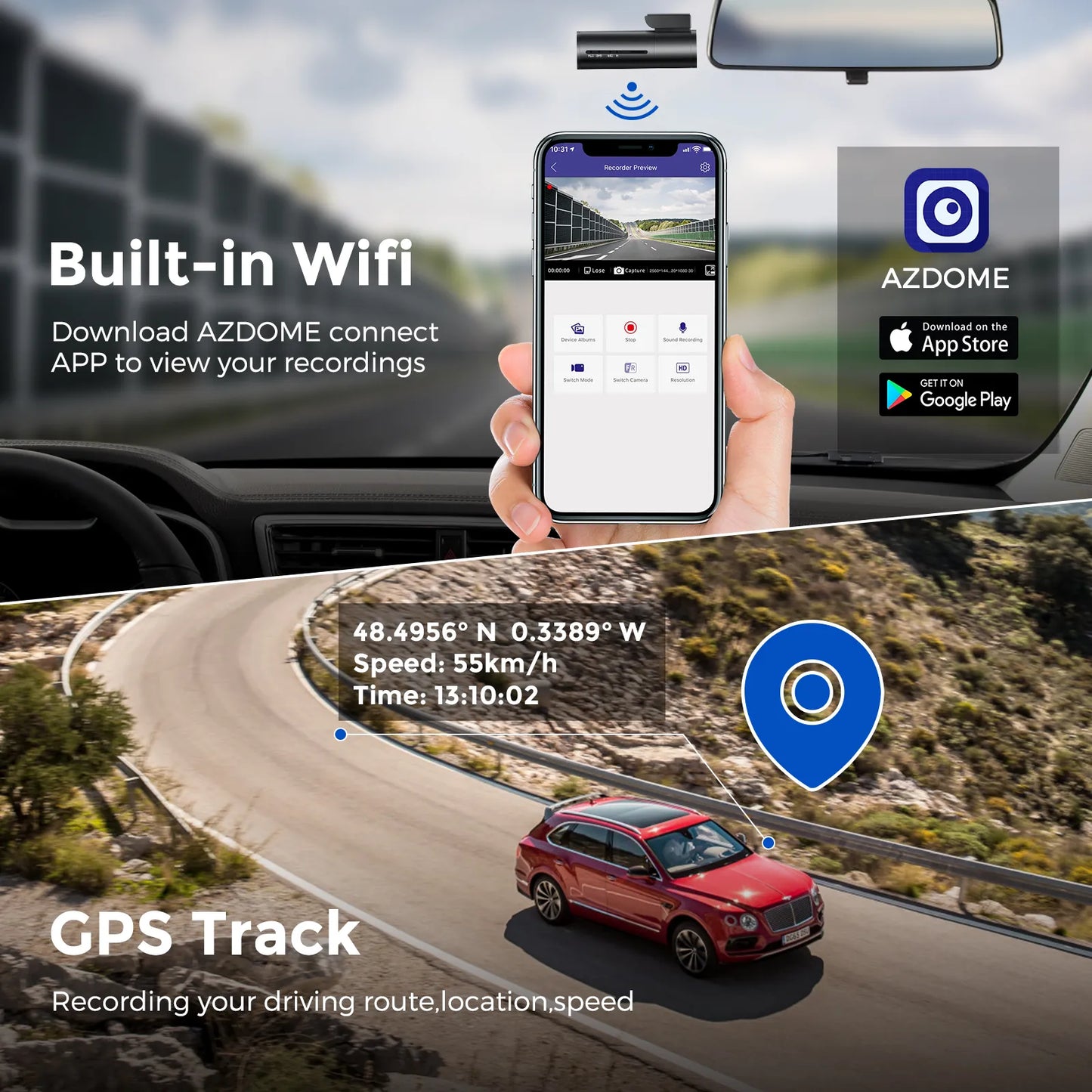 M300S 4K + 1080P Dual Dash Camera