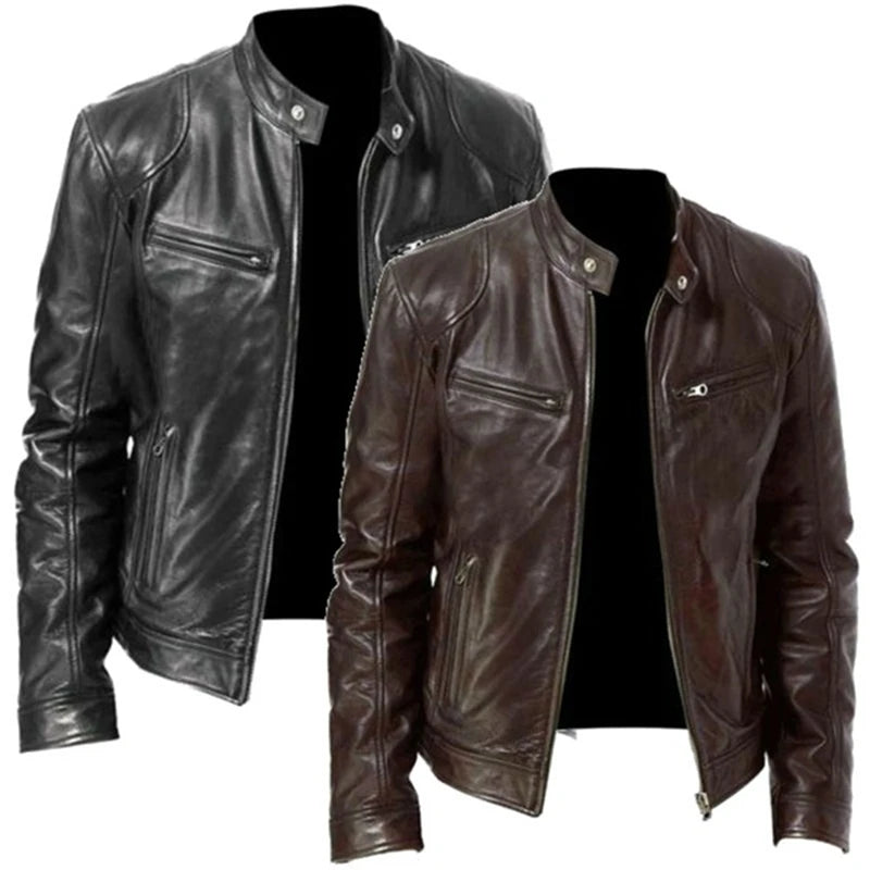 Men's Slim Fit PU Leather Jacket