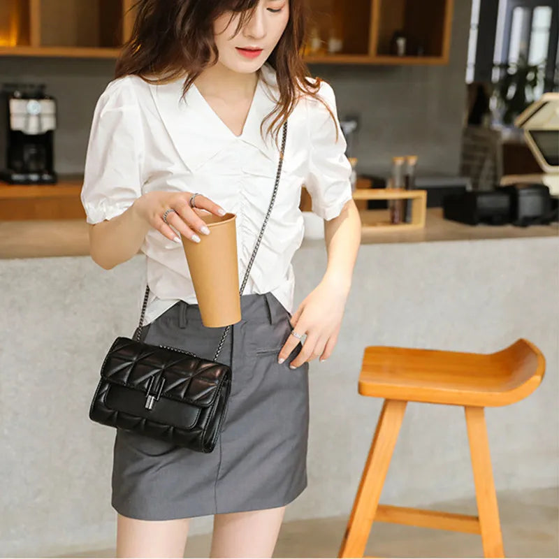 Women Leather Chain Crossbody Bags
