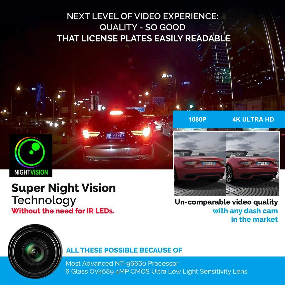 Dual Lens 4K UHD Recording Dash Cam