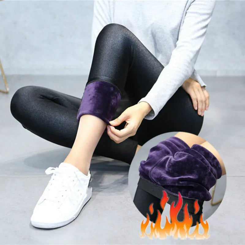 Winter Slim Fitted Plus Size Warm Leggings.
