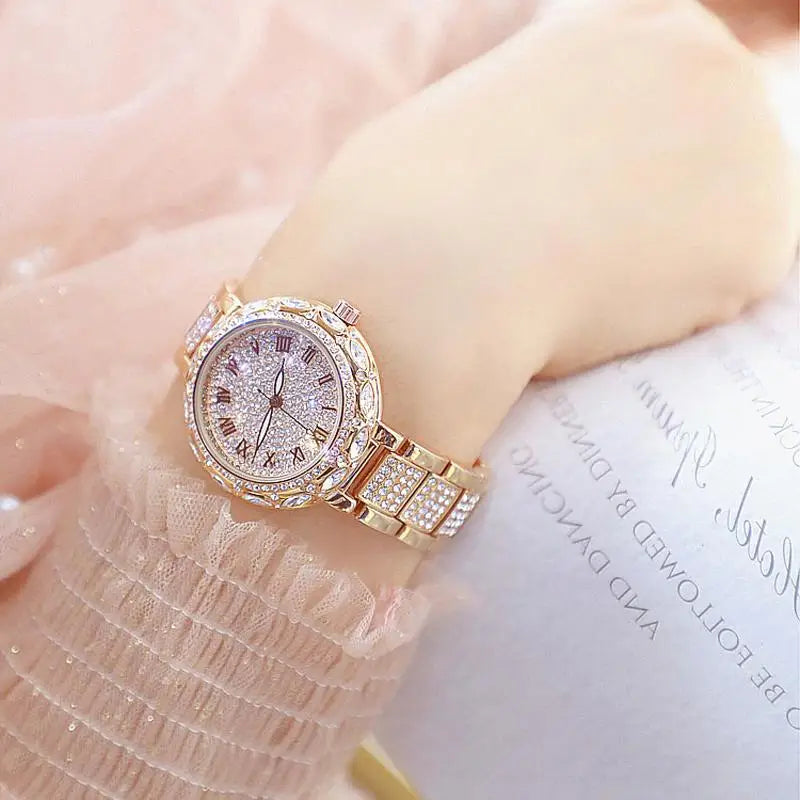 Women Stainless Steel Rhinestone Crystal Watch