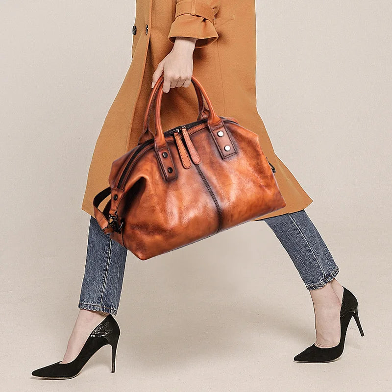 Women Genuine Cowhide Leather Handbag