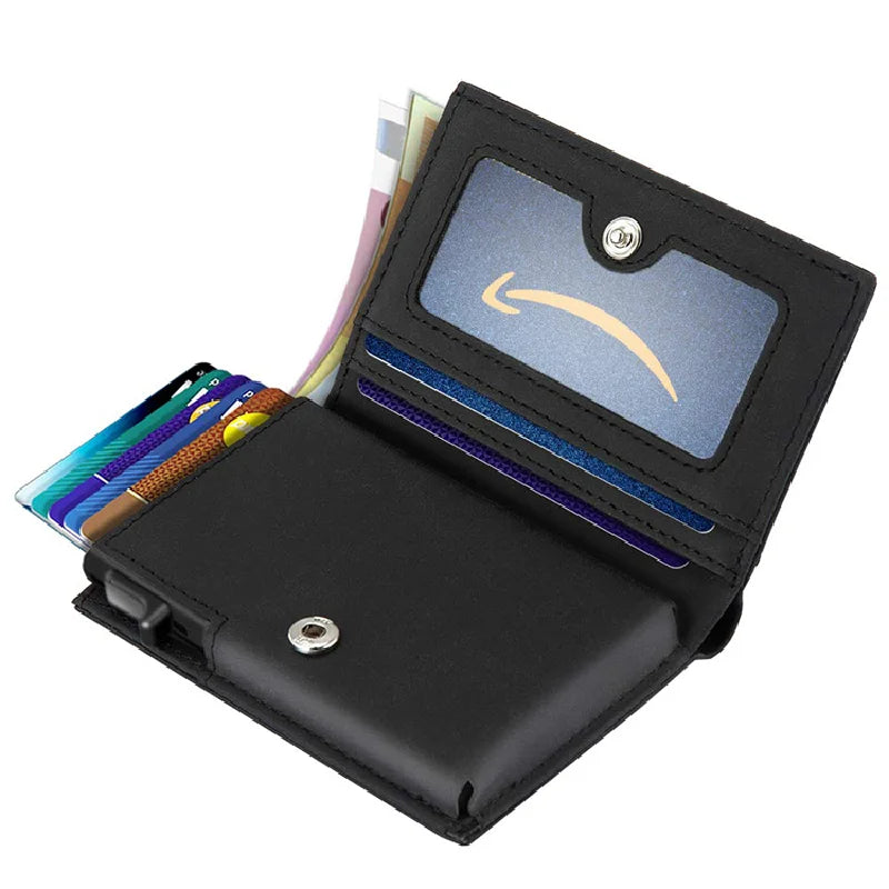 Leather Business Metal Aluminum Wallet