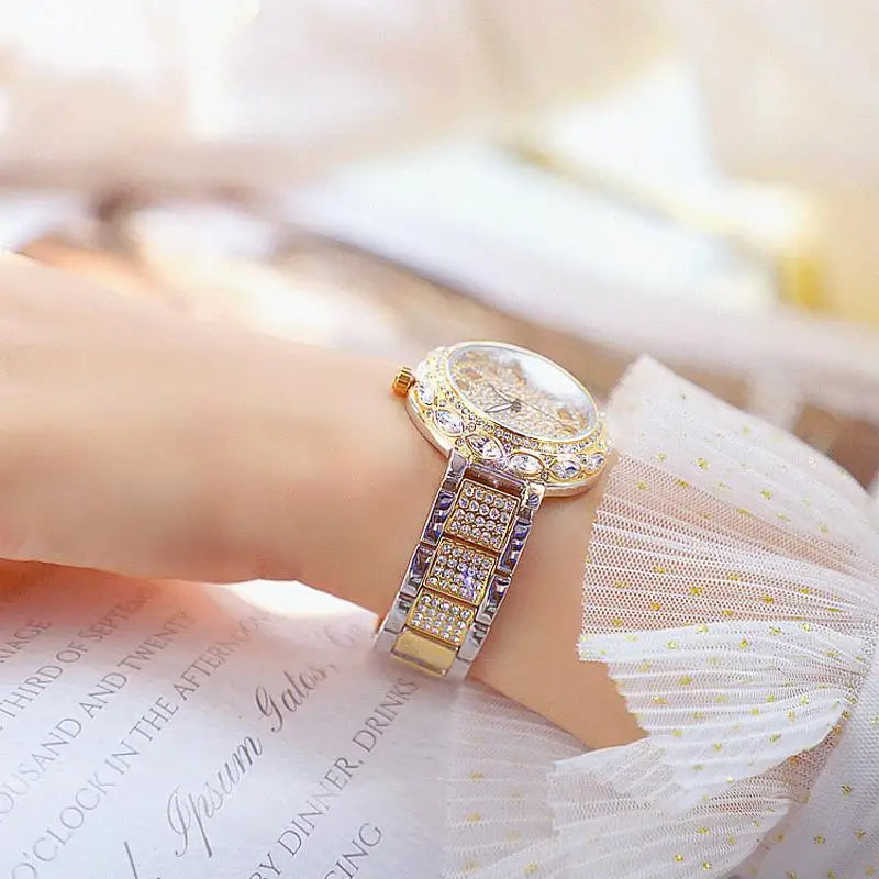 Women Stainless Steel Rhinestone Crystal Watch