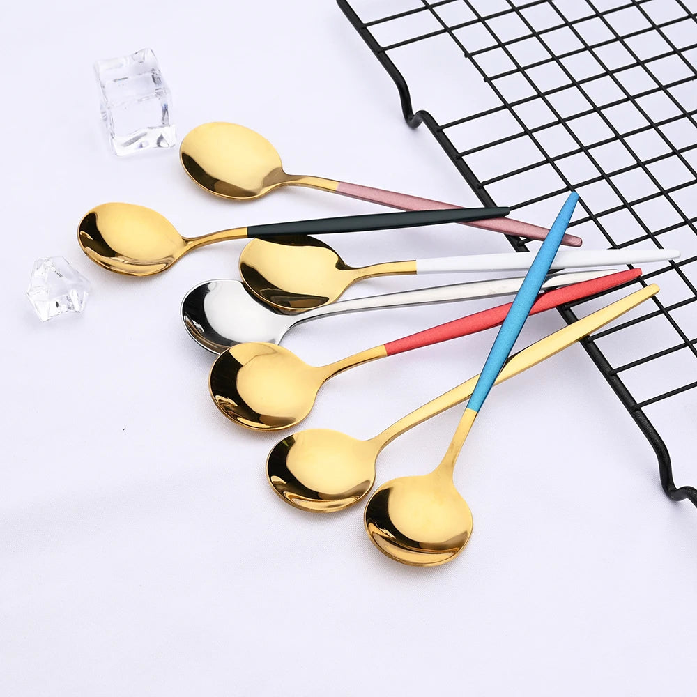 36Pcs White Gold Dinnerware Cutlery Silverware Set