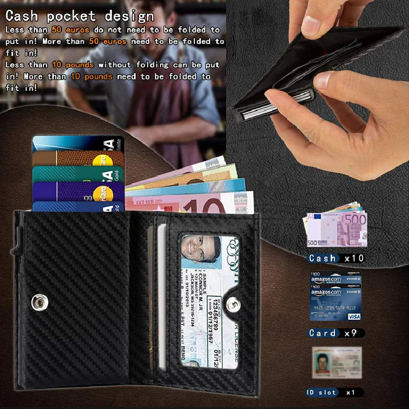 Leather Business Metal Aluminum Wallet