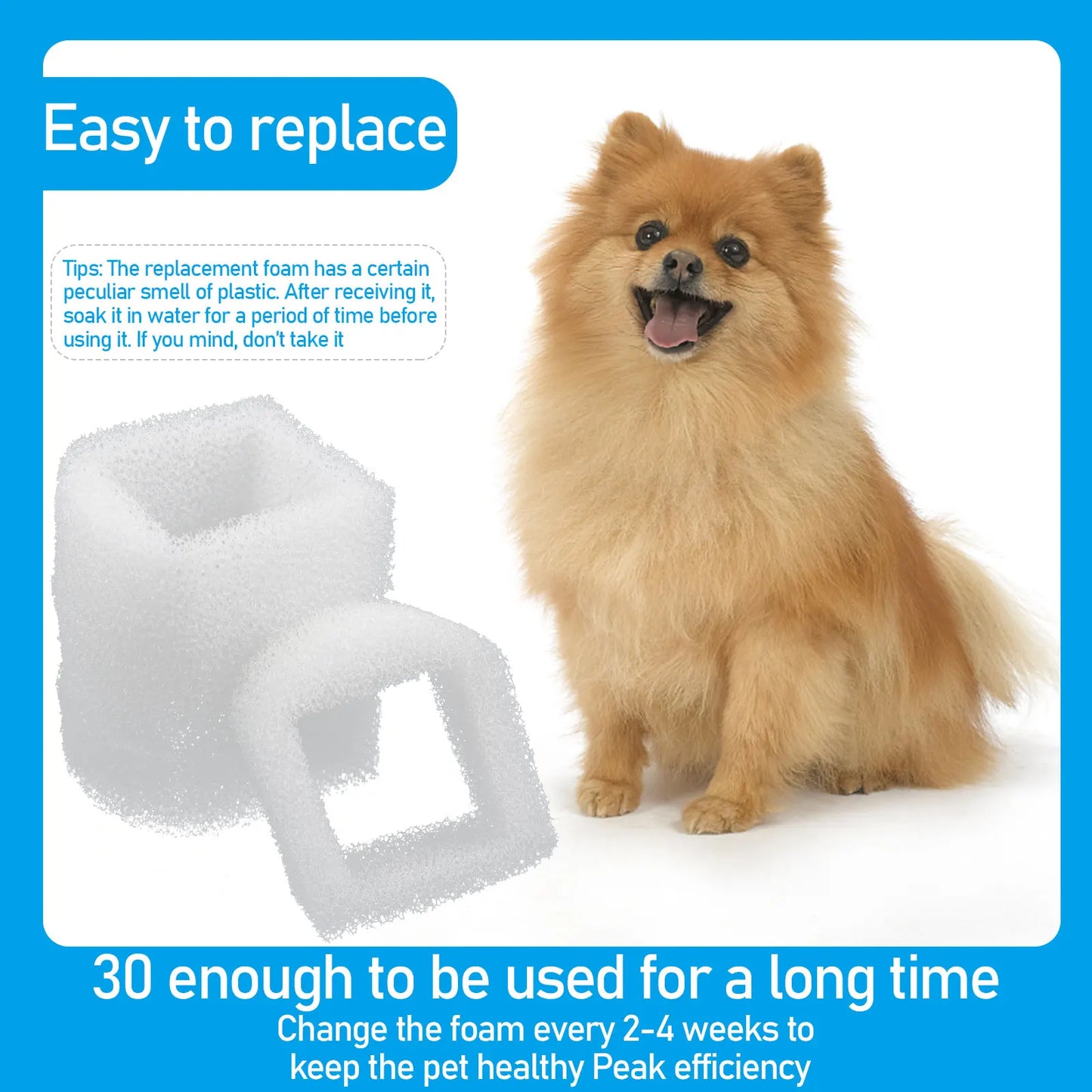 30pcs Pet Water Fountain Foam Pre-Filter