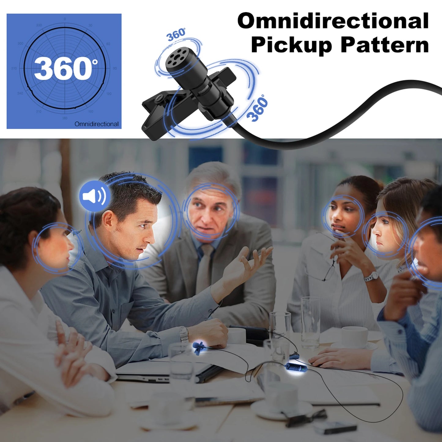 Long Cable Clip-on Omnidirectional Microphone
