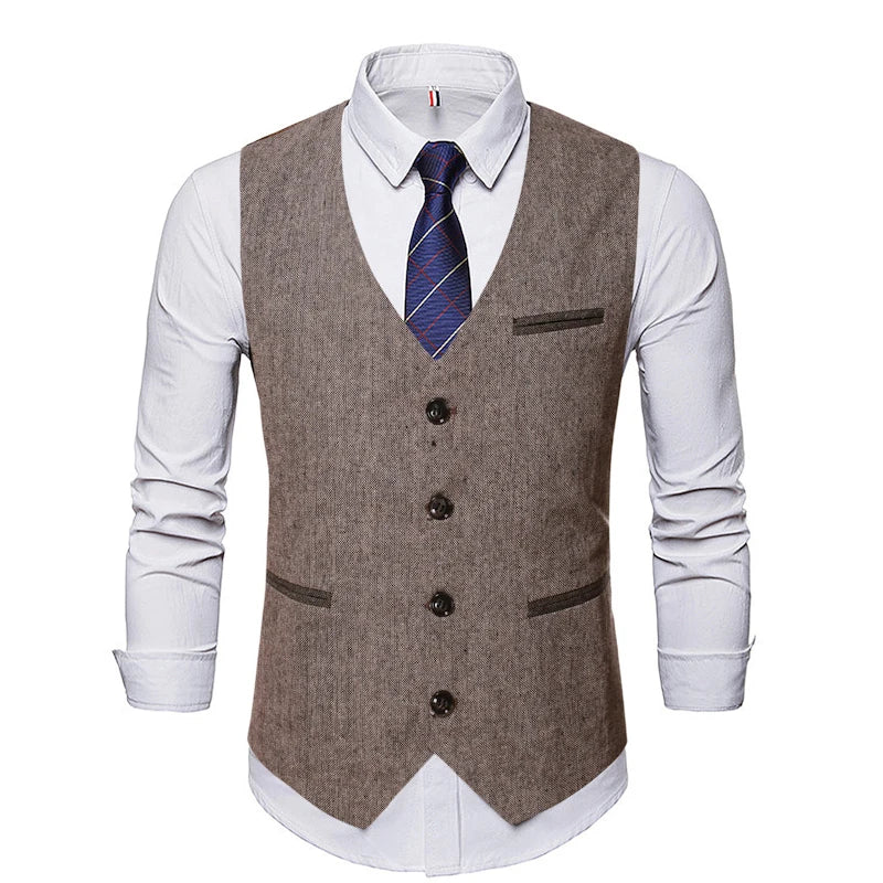 Men Sleeveless Vest Retro Waistcoat Jackets