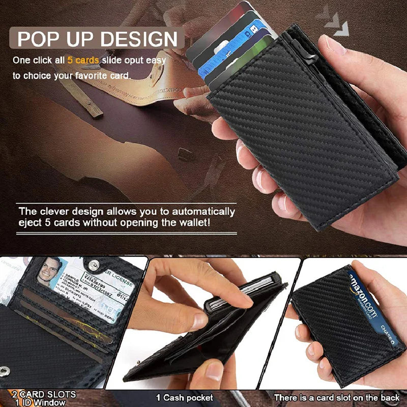 Leather Business Metal Aluminum Wallet