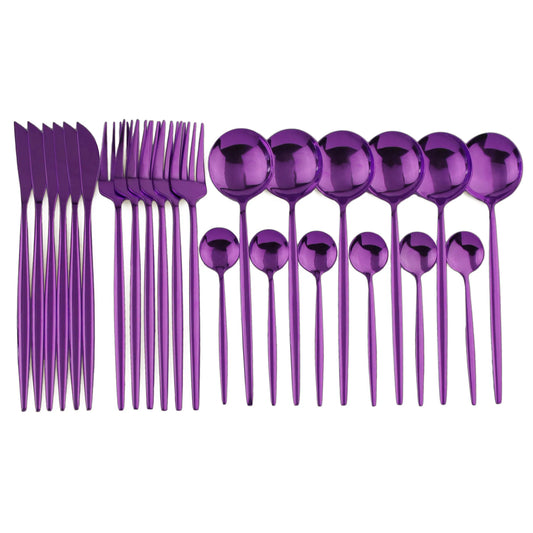24-Piece Purple Cutlery Silverware Set