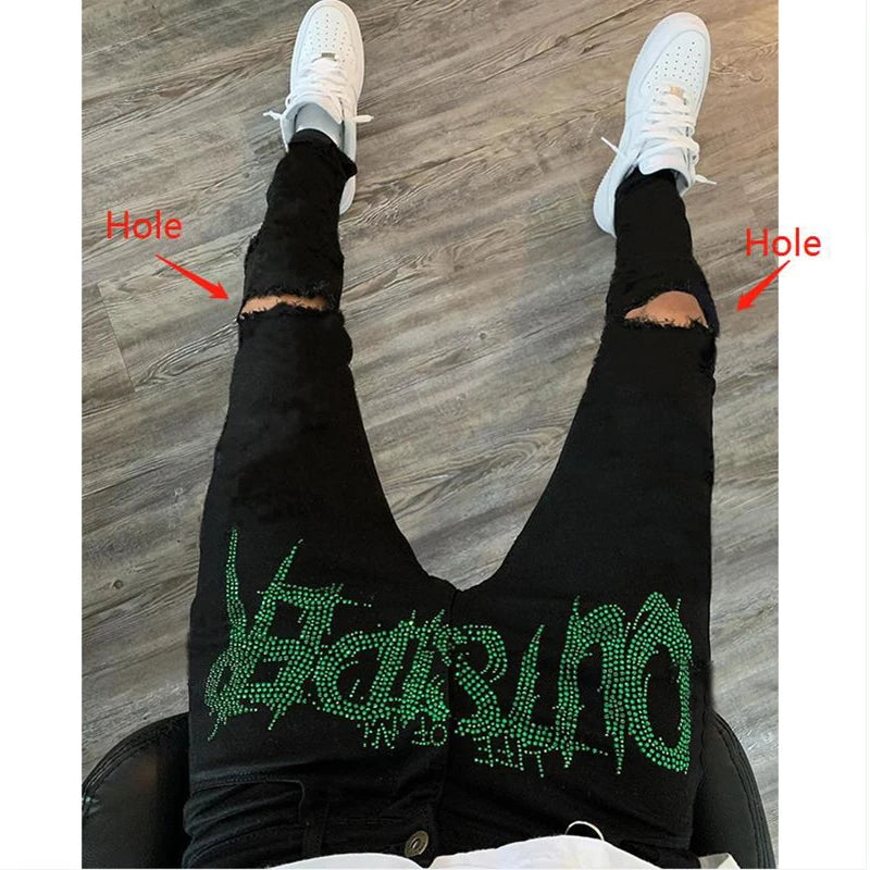 Men Trend Black Ripped Jeans