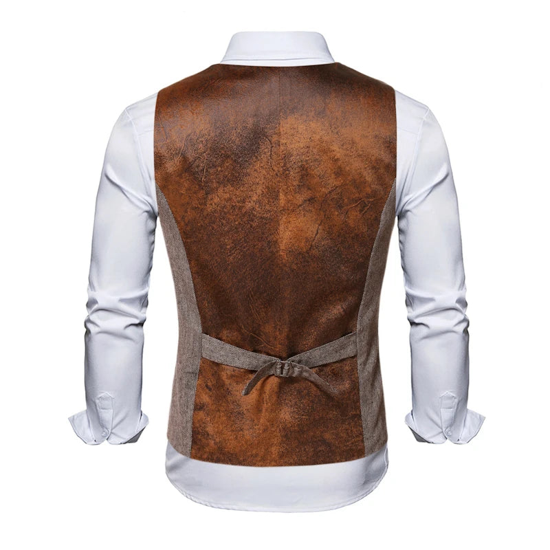 Men Sleeveless Vest Retro Waistcoat Jackets