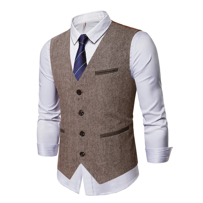 Men Sleeveless Vest Retro Waistcoat Jackets