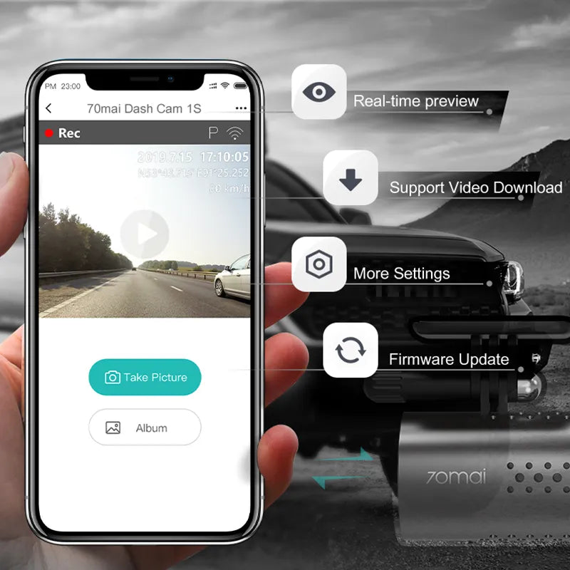 70mai Car DVR 1S APP English Voice Control 7 Dash Cam