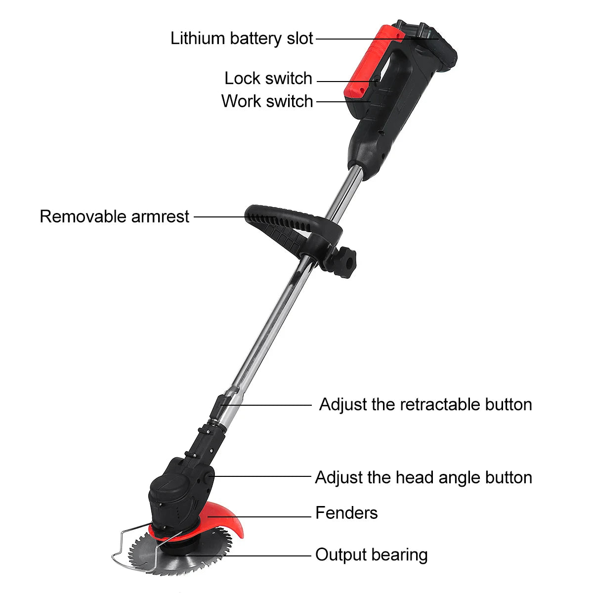Adjustable Length Cordless Grass Trimmer