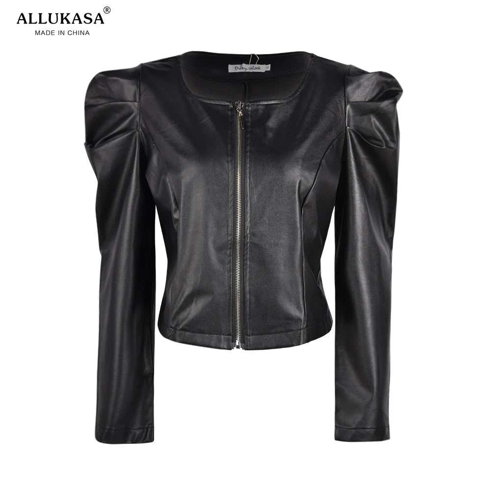 Women Black Faux Leather Jacket