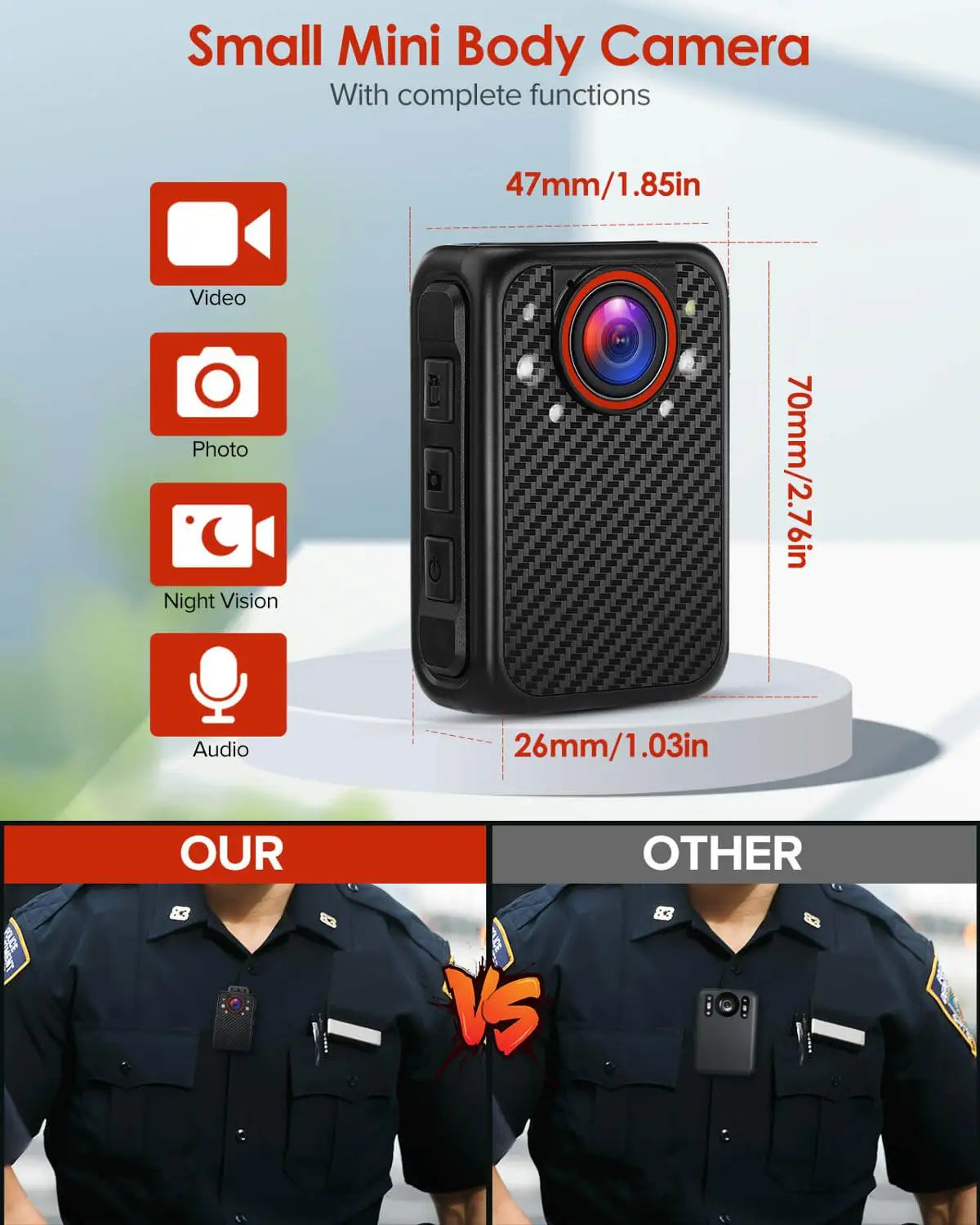 X1 Full HD 1080P Body Mounted Camera