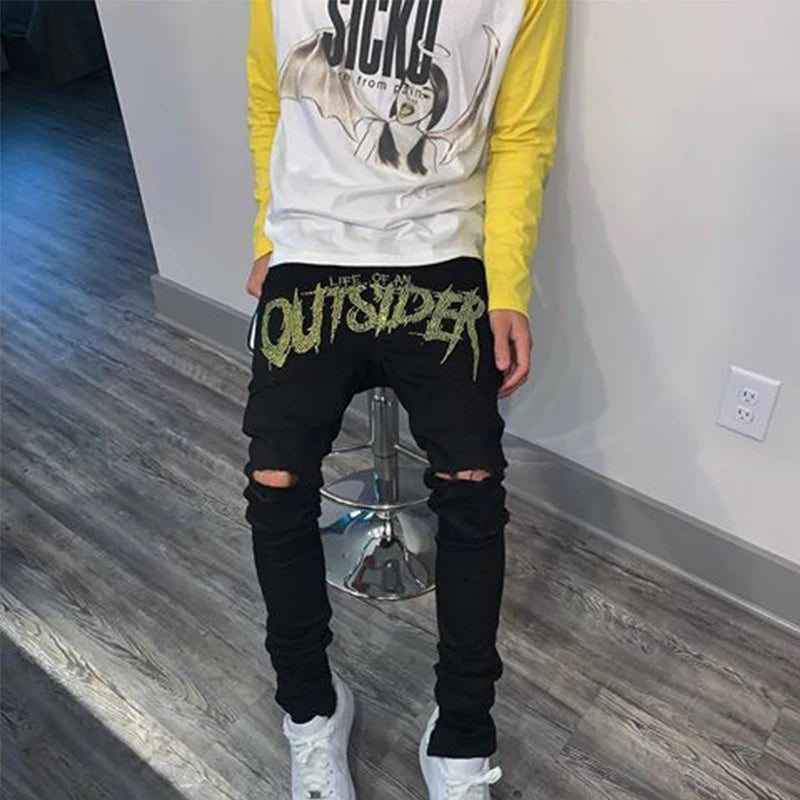 Men Trend Black Ripped Jeans