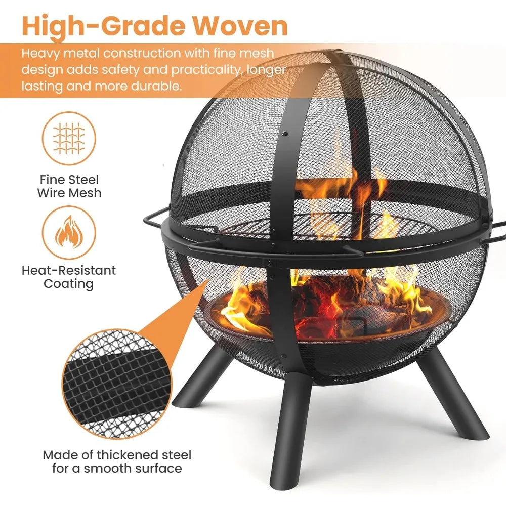 35" Outdoor Fire BBQ Grill Globe Large Round Bonfire