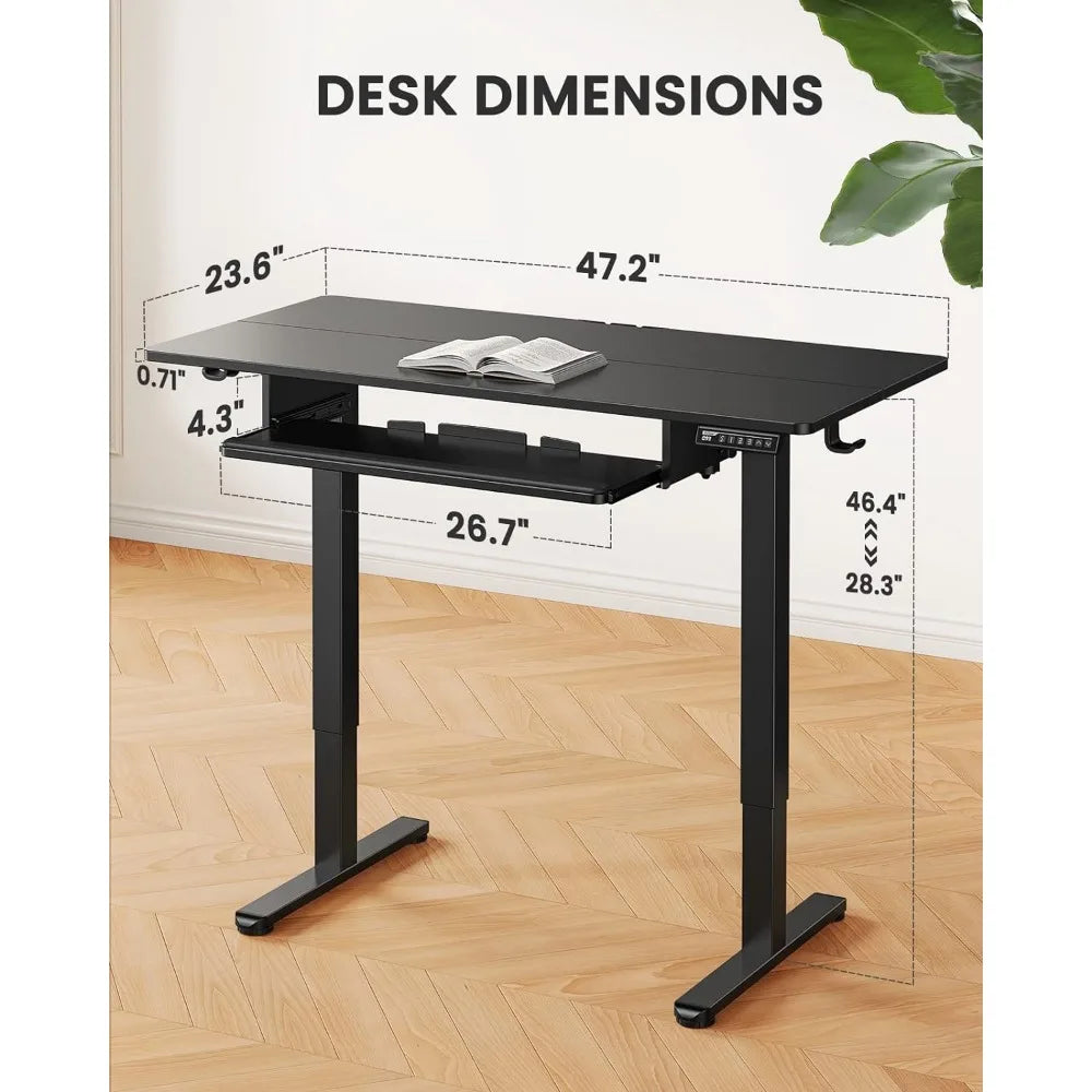 Electric Standing Desk with Full Size Keyboard Tray