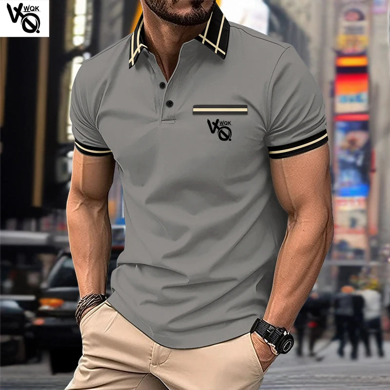 Summer Striped Polo Neck Short