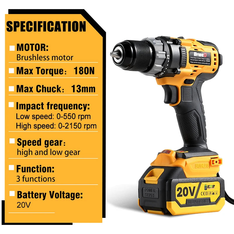 13mm Brushless Electric Impact Drill