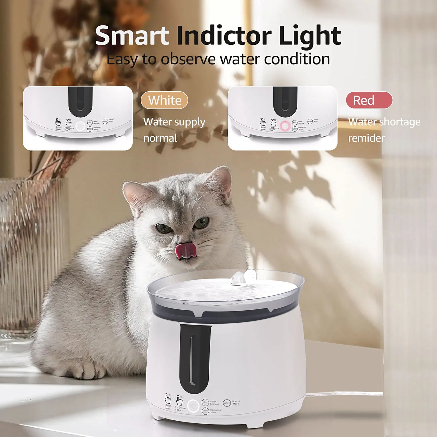 Wireless Cat Water Fountain Auto Filter
