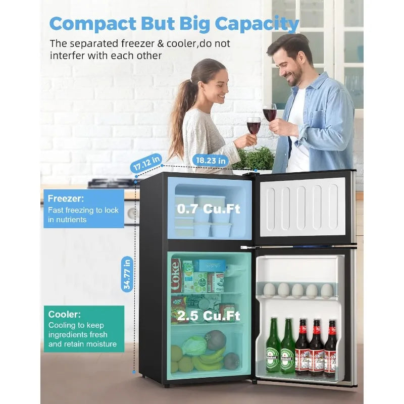 Bodare Mini Fridge with Freezer