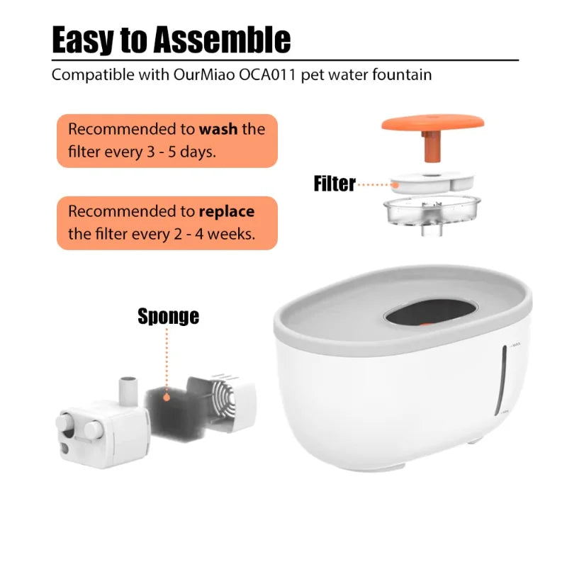 3 PCS Cat Water fountain Filters with foams