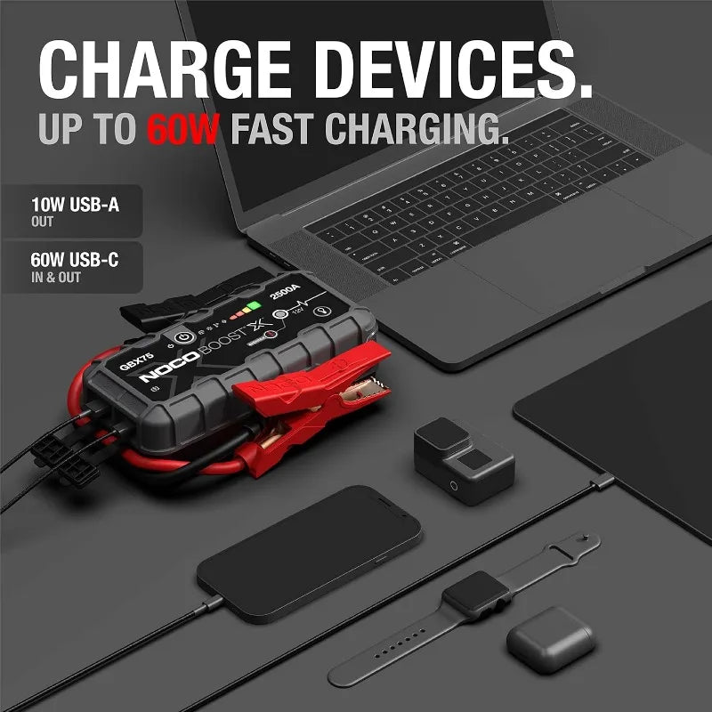 GBX75 2500A 12V UltraSafe Portable Lithium Jump Starter