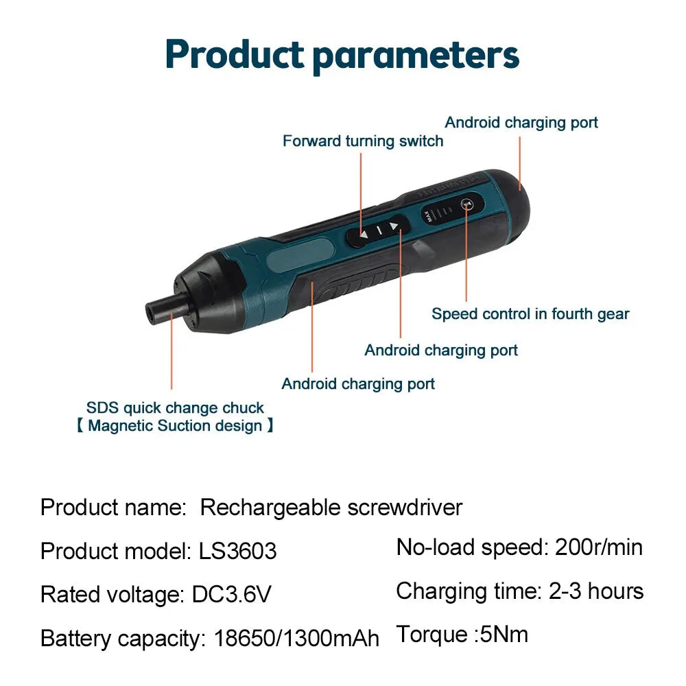 Mini Cordless Electric 1300mah Adjustment Power Drill