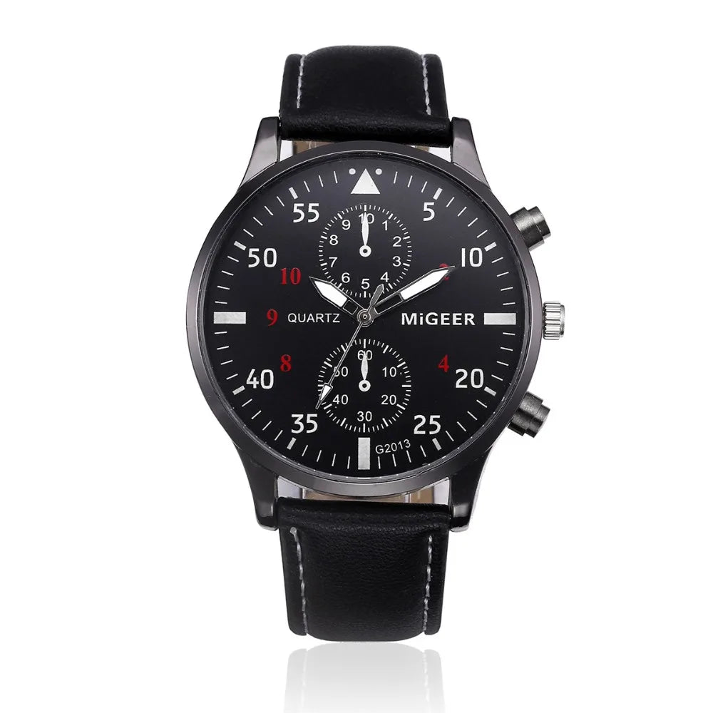 Men Leather Sport Watch