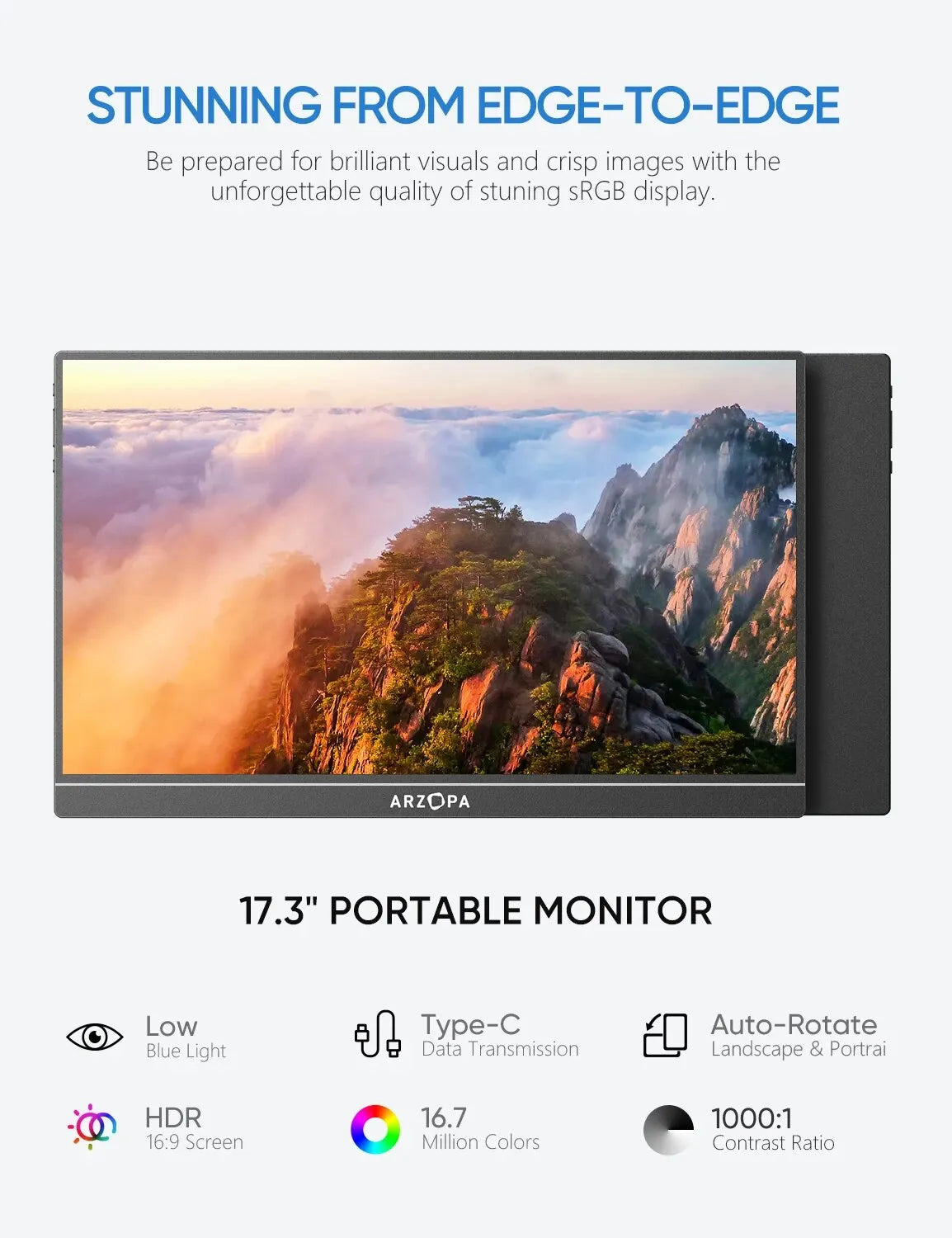 17.3" FHD 1080p External Monitor