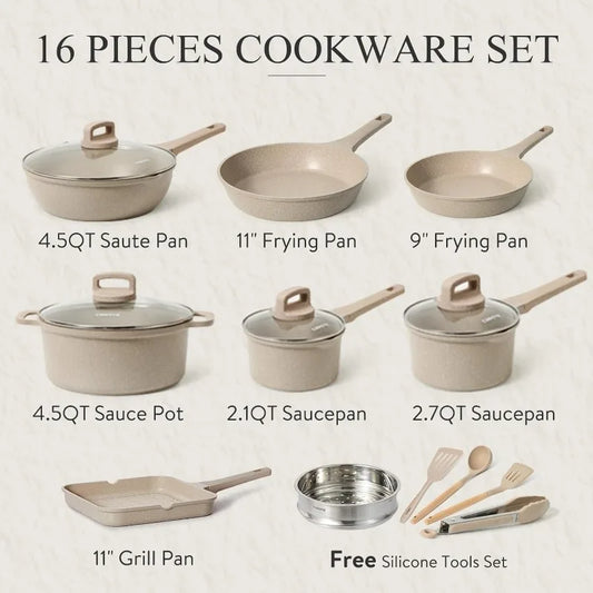 16Pcs Pots and Pans Set