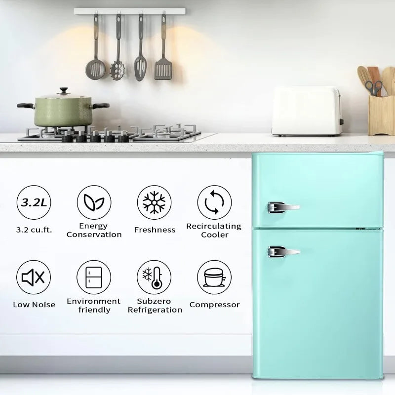 Mini Retro Fridge with Freezer