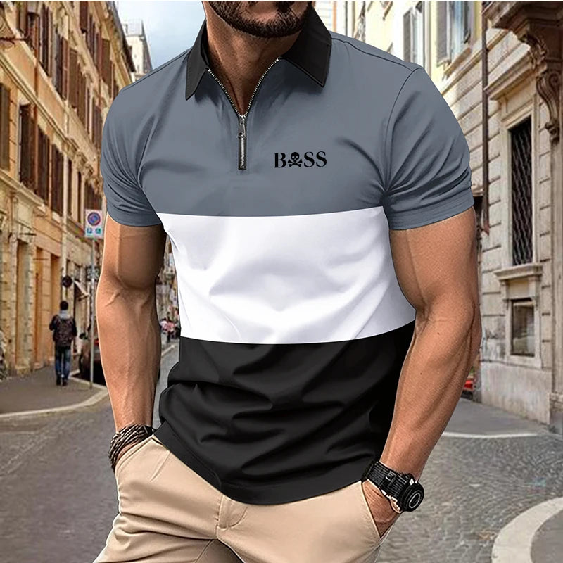 men's printed golf shirt