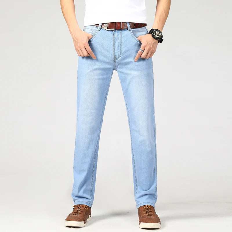 Men's Spring Autumn Business Straight Jeans