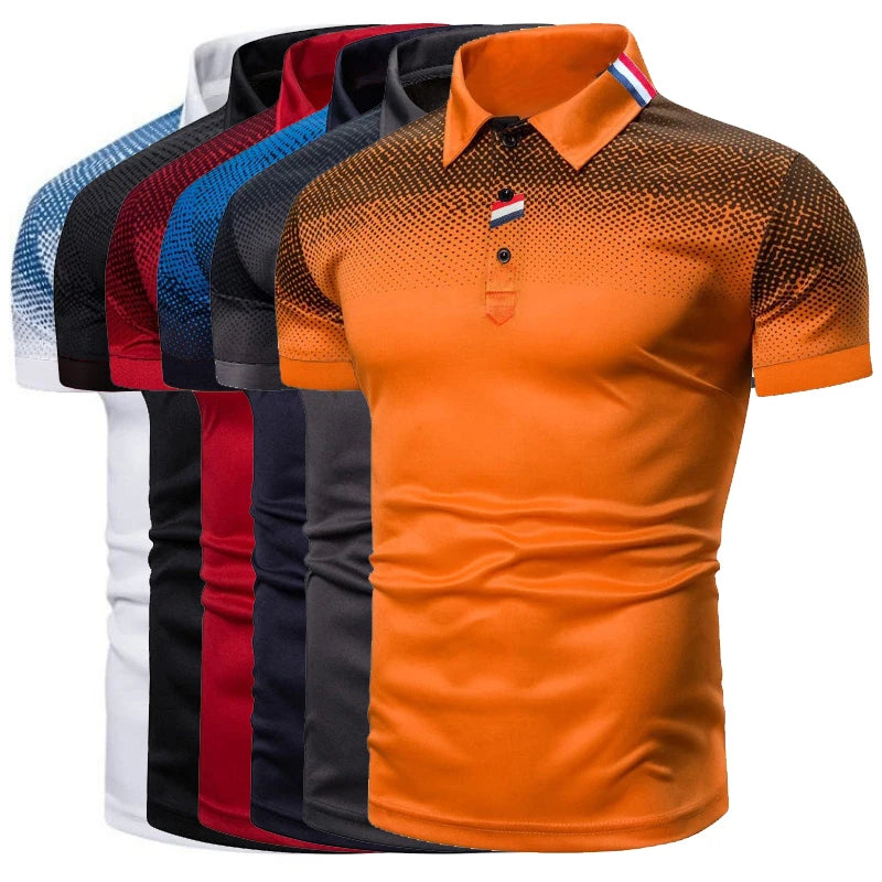Men's 3D Digital Print Casual Polo T-Shirt