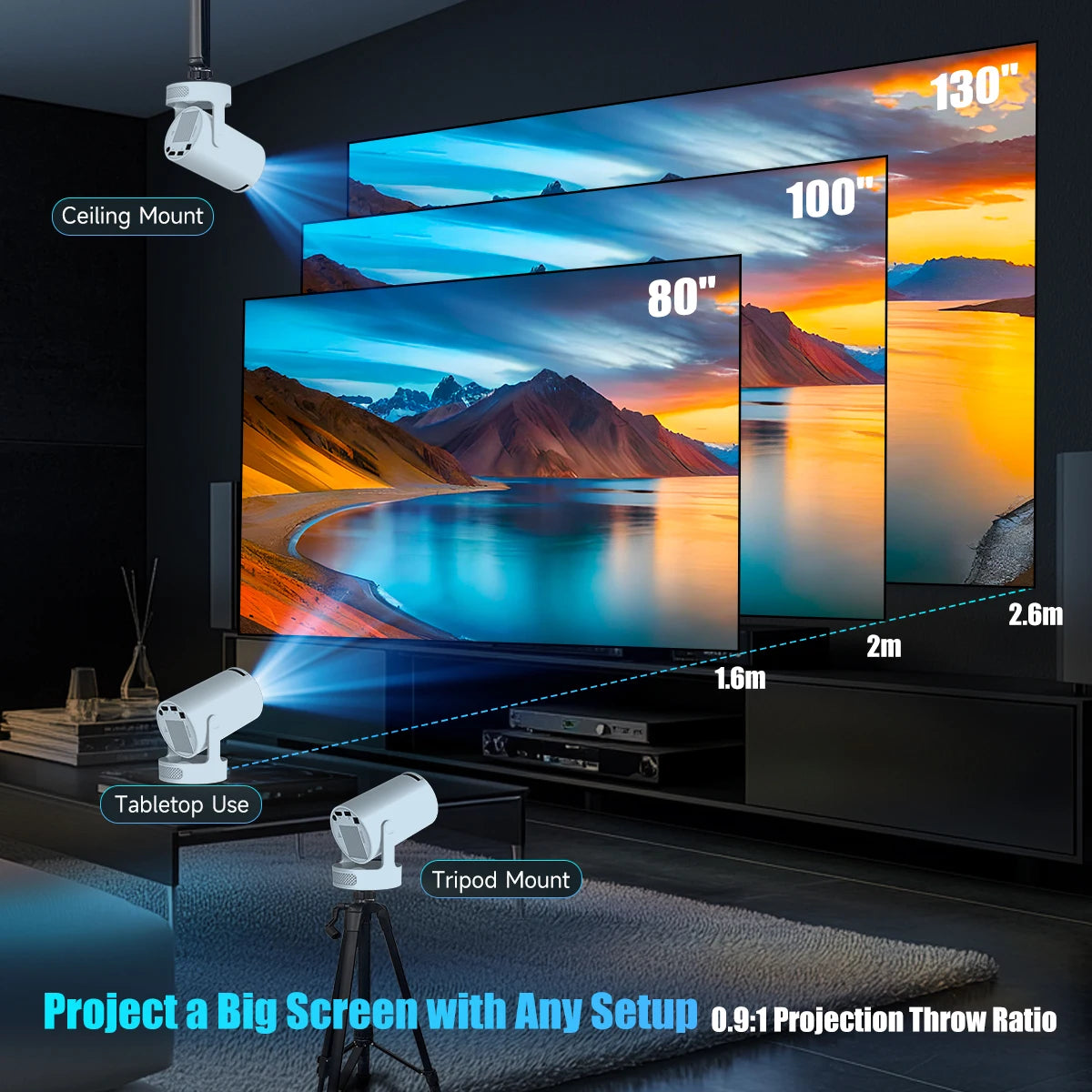 HY300 Pro+ 4K Android 11 Portable Projector