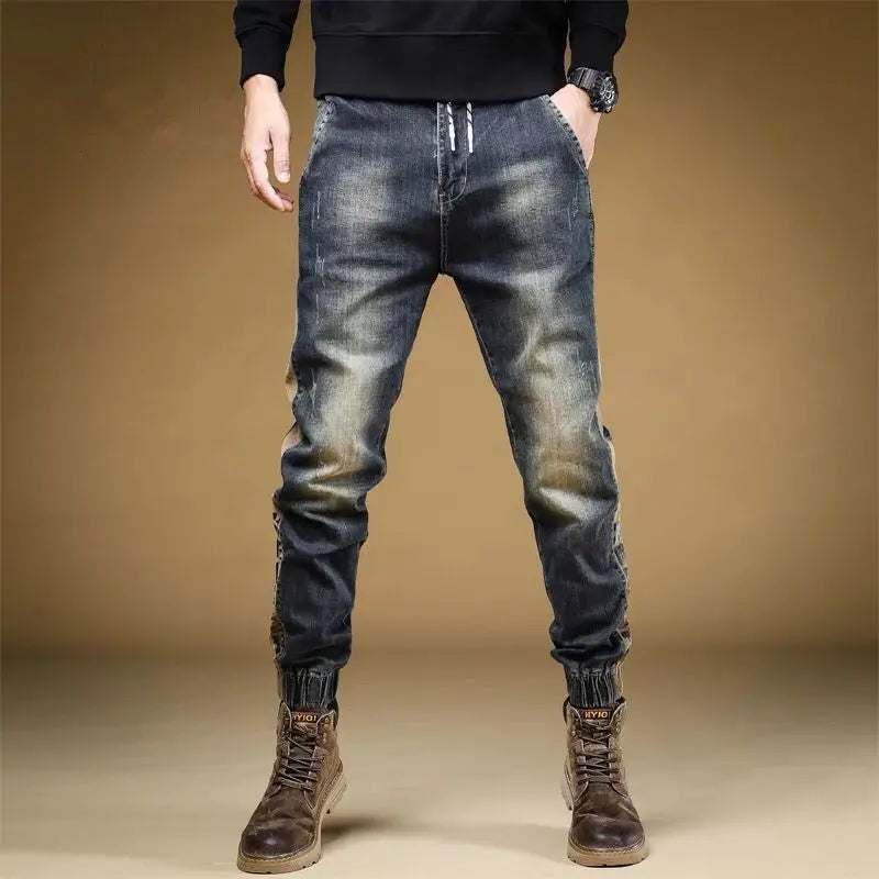 Male Winter Trend Elastic Cargo Jeans